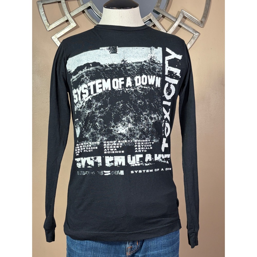 System of a Down Toxicity Black Long Sleeve Graphic T-Shirt Small SOAD Band Tee